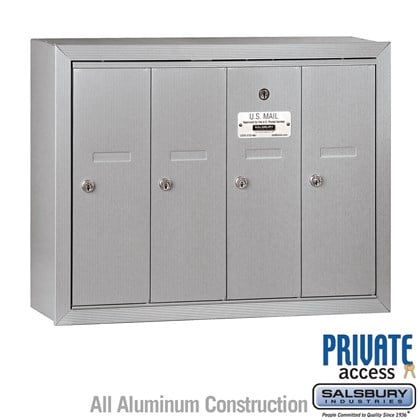 Vertical Mailbox (Includes Master Commercial Lock) - 4 Doors - Surface Mounted - Private Access