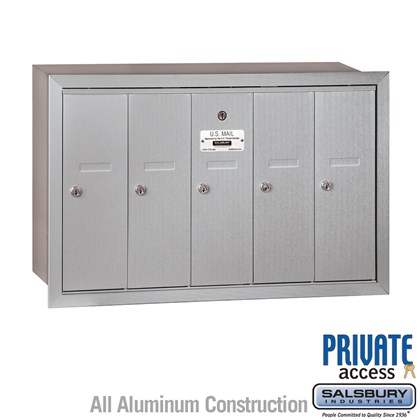 Vertical Mailbox (Includes Master Commercial Lock) - 5 Doors - Recessed Mounted - Private Access