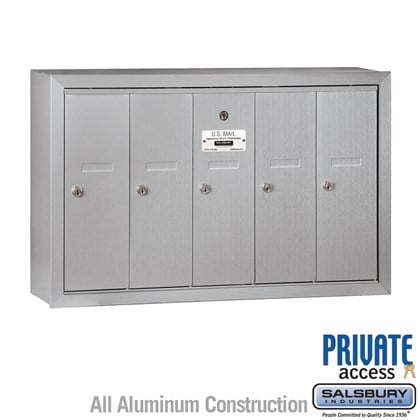 Vertical Mailbox (Includes Master Commercial Lock) - 5 Doors - Surface Mounted - Private Access