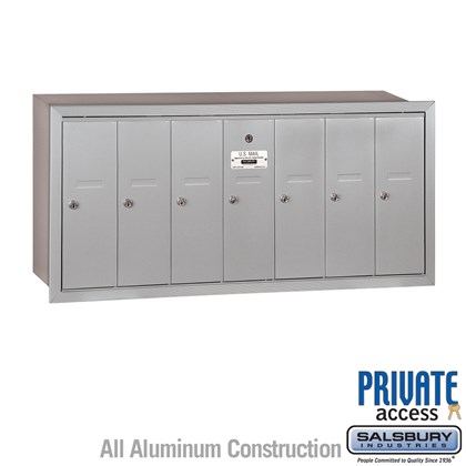 Vertical Mailbox (Includes Master Commercial Lock) - 7 Doors - Recessed Mounted - Private Access