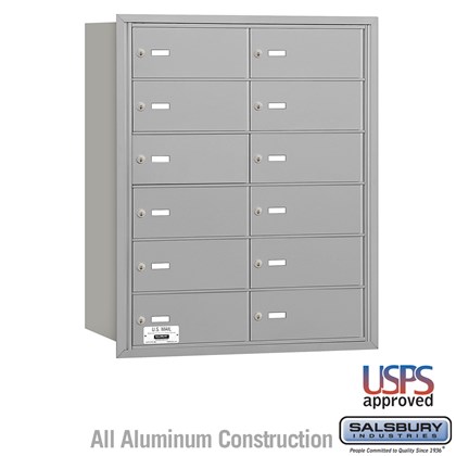 4B+ Horizontal Mailbox - 6 Door High Unit - 12 B Doors - Rear Loading - USPS Access