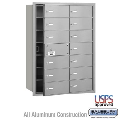 4B+ Horizontal Mailbox - 7 Door High Unit - 14 B Doors (13 usable) - Front Loading - USPS Access