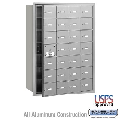 4B+ Horizontal Mailbox - 7 Door High Unit - 28 A Doors (27 usable) - Front Loading - USPS Access