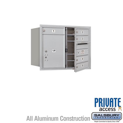 Recessed Mounted 4C Horizontal Mailbox (Includes Master Commercial Locks) - 6 Door High Unit (23 7/8 Inches) - Double Column - 5 MB1 Doors / 1 PL5 - Front Loading - Private Access