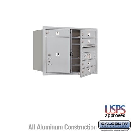 Recessed Mounted 4C Horizontal Mailbox - 6 Door High Unit (23 7/8 Inches) - Double Column - 5 MB1 Doors / 1 PL5 - Front Loading - USPS Access