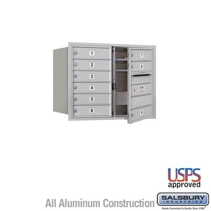 Recessed Mounted 4C Horizontal Mailbox - 6 Door High Unit (23 7/8 Inches) - Double Column - 9 MB1 Doors - Front Loading - USPS Access