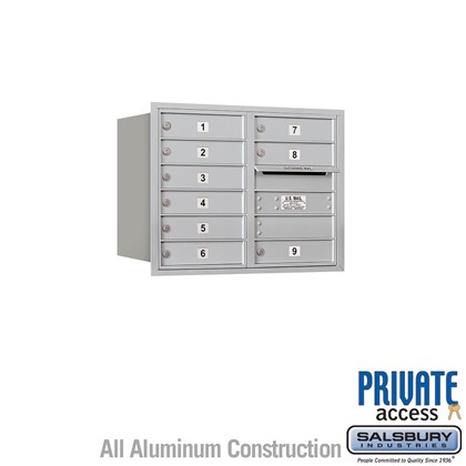 Recessed Mounted 4C Horizontal Mailbox - 6 Door High Unit (23 7/8 Inches) - Double Column - 9 MB1 Doors - Rear Loading - Private Access