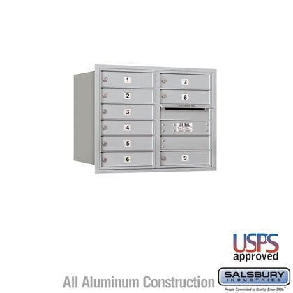 Recessed Mounted 4C Horizontal Mailbox - 6 Door High Unit (23 7/8 Inches) - Double Column - 9 MB1 Doors - Rear Loading - USPS Access