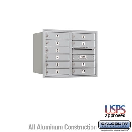 Recessed Mounted 4C Horizontal Mailbox - 6 Door High Unit (23 7/8 Inches) - Double Column - 10 MB1 Doors - Rear Loading - USPS Access