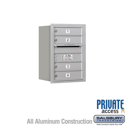 Recessed Mounted 4C Horizontal Mailbox - 6 Door High Unit (23 7/8 Inches) - Single Column - 4 MB1 Doors - Rear Loading - Private Access