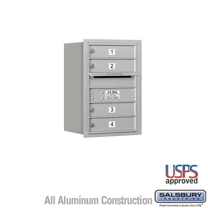 Recessed Mounted 4C Horizontal Mailbox - 6 Door High Unit (23 7/8 Inches) - Single Column - 4 MB1 Doors - Rear Loading - USPS Access