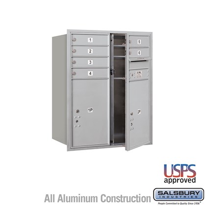 Recessed Mounted 4C Horizontal Mailbox - 10 Door High Unit (37 7/8 Inches) - Double Column - 6 MB1 Doors / 2 PL6's- Front Loading - USPS Access