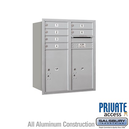 Recessed Mounted 4C Horizontal Mailbox (Includes Master Commercial Locks) - 10 Door High Unit (37 7/8 Inches) - Double Column - 6 MB1 Doors / 2 PL6's- Rear Loading - Private Access