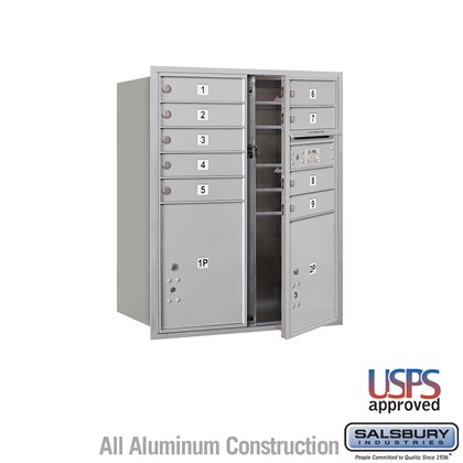 Recessed Mounted 4C Horizontal Mailbox - 10 Door High Unit (37 7/8 Inches) - Double Column - 9 MB1 Doors / 1 PL4.5 and 1 PL5 - Front Loading - USPS Access