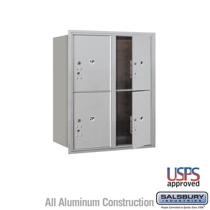 Recessed Mounted 4C Horizontal Mailbox - 10 Door High Unit (37 7/8 Inches) - Double Column - Stand-Alone Parcel Locker - 4 PL5's - Front Loading - USPS Access