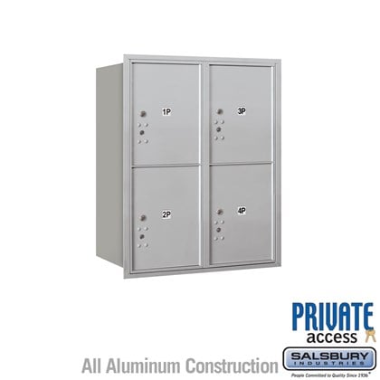 Recessed Mounted 4C Horizontal Mailbox (Includes Master Commercial Locks) - 10 Door High Unit (37 7/8 Inches) - Double Column - Stand-Alone Parcel Locker - 4 PL5's - Rear Loading - Private Access