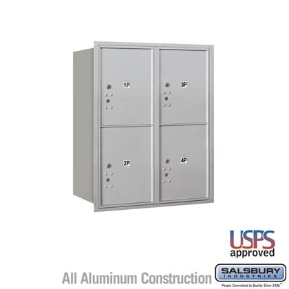 Recessed Mounted 4C Horizontal Mailbox - 10 Door High Unit (37 7/8 Inches) - Double Column - Stand-Alone Parcel Locker - 4 PL5's - Rear Loading - USPS Access