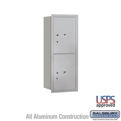 Recessed Mounted 4C Horizontal Mailbox - 10 Door High Unit (37 7/8 Inches) - Single Column - Stand-Alone Parcel Locker - 2 PL5s - Rear Loading - USPS Access