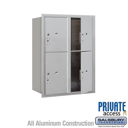 Recessed Mounted 4C Horizontal Mailbox (Includes Master Commercial Locks) - 11 Door High Unit (41 3/8 Inches) - Double Column - Stand-Alone Parcel Locker - 2 PL5's and 2 PL6's - Front Loading - Private Access