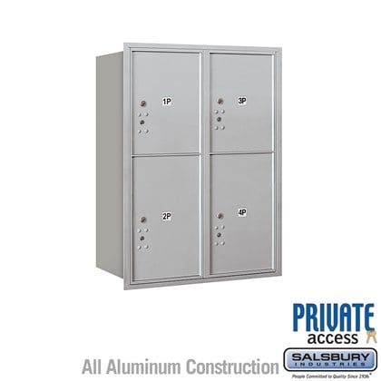 Recessed Mounted 4C Horizontal Mailbox (Includes Master Commercial Locks) - 11 Door High Unit (41 3/8 Inches) - Double Column - Stand-Alone Parcel Locker - 2 PL5's and 2 PL6's - Rear Loading - Private Access