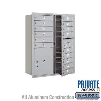 Recessed Mounted 4C Horizontal Mailbox (Includes Master Commercial Locks) - 11 Door High Unit (41 3/8 Inches) - Double Column - 15 MB1 Doors / 1 PL5 - Front Loading - Private Access