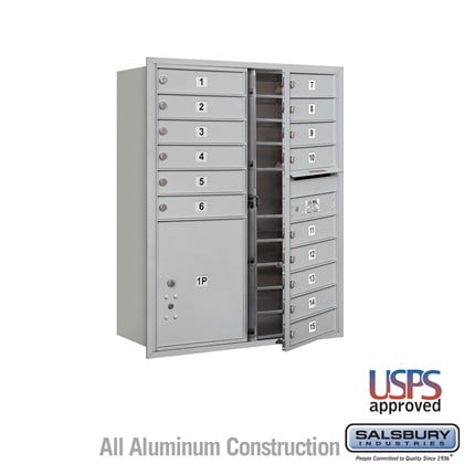 Recessed Mounted 4C Horizontal Mailbox - 11 Door High Unit (41 3/8 Inches) - Double Column - 15 MB1 Doors / 1 PL5 - Front Loading - USPS Access