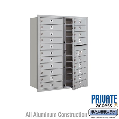 Recessed Mounted 4C Horizontal Mailbox (Includes Master Commercial Lock) - 11 Door High Unit (41 3/8 Inches) - Double Column - 20 MB1 Doors - Front Loading - Private Access