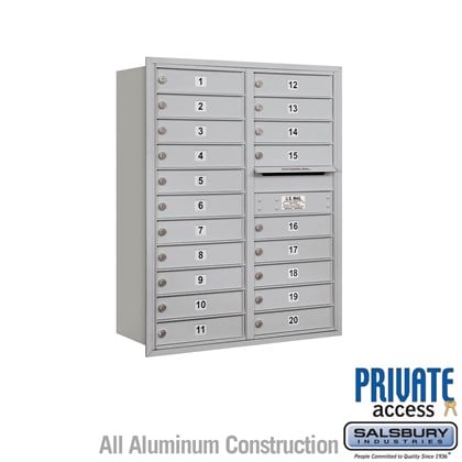 Recessed Mounted 4C Horizontal Mailbox - 11 Door High Unit (41 3/8 Inches) - Double Column - 20 MB1 Doors - Rear Loading - Private Access