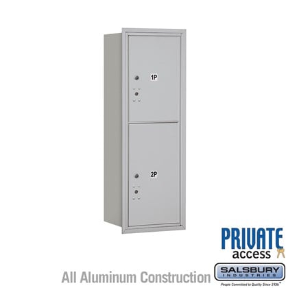 Recessed Mounted 4C Horizontal Mailbox (Includes Master Commercial Locks) - 11 Door High Unit (41 3/8 Inches) - Single Column - Stand-Alone Parcel Locker - 1 PL5 and 1 PL6 - Rear Loading - Private Access