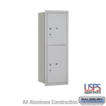 Recessed Mounted 4C Horizontal Mailbox - 11 Door High Unit (41 3/8 Inches) - Single Column - Stand-Alone Parcel Locker -1 PL5 and 1 PL6 - Rear Loading - USPS Access