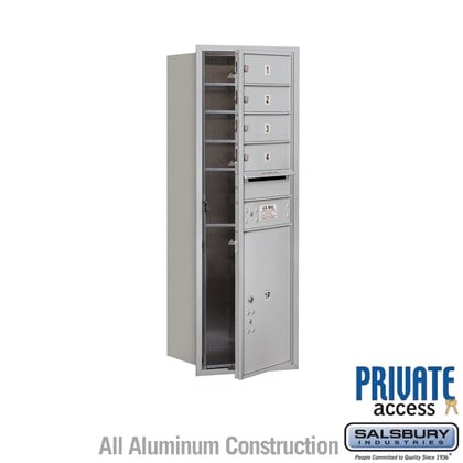 Recessed Mounted 4C Horizontal Mailbox (Includes Master Commercial Locks) - 11 Door High Unit (41 3/8 Inches) - Single Column - 4 MB1 Doors / 1 PL5 - Front Loading - Private Access