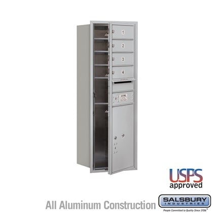 Recessed Mounted 4C Horizontal Mailbox - 11 Door High Unit (41 3/8 Inches) - Single Column - 4 MB1 Doors / 1 PL5 - Front Loading - USPS Access