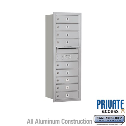 Recessed Mounted 4C Horizontal Mailbox - 11 Door High Unit (41 3/8 Inches) - Single Column - 9 MB1 Doors - Rear Loading - Private Access