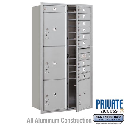 Recessed Mounted 4C Horizontal Mailbox (includes Master Commercial Locks) - Maximum Height Unit (57 1/8 Inches) - Double Column - 10 MB1 Doors / 2 PL4.5's and 2 PL5's - Front Loading - Private Access