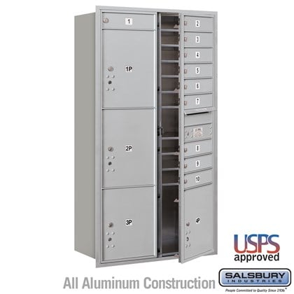 Recessed Mounted 4C Horizontal Mailbox - Maximum Height Unit (57 1/8 Inches) - Double Column - 10 MB1 Doors / 2 PL4.5's and 2 PL5's - Front Loading - USPS Access