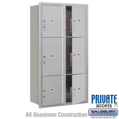 Recessed Mounted 4C Horizontal Mailbox (Includes Master Commercial Locks) - Maximum Height Unit (57 1/8 Inches) - Double Column - Stand-Alone Parcel Locker - 2 PL4.5's, 2 PL5's and 2 PL6's - Front Loading - Private Access