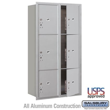 Recessed Mounted 4C Horizontal Mailbox - Maximum Height Unit (57 1/8 Inches) - Double Column - Stand-Alone Parcel Locker - 2 PL4.5's, 2 PL5's and 2 PL6's - Front Loading - USPS Acces