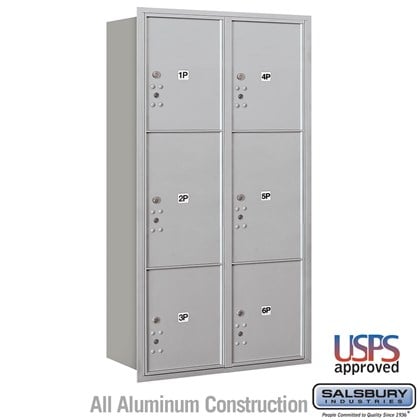 Recessed Mounted 4C Horizontal Mailbox - Maximum Height Unit (57 1/8 Inches) - Double Column - Stand-Alone Parcel Locker - 2 PL4.5's, 2 PL5's and 2 PL6's - Rear Loading - USPS Acces