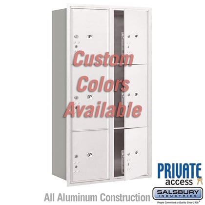 Recessed Mounted 4C Horizontal Mailbox (Includes Master Commercial Locks) - Maximum Height Unit (57 1/8 Inches) - Double Column - Stand-Alone Parcel Locker - 2 PL4.5's, 2 PL5's and 2 PL6's - Custom Color - Front Loading - Private Access