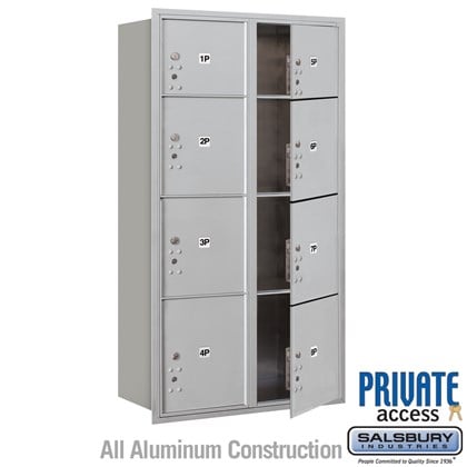 Recessed Mounted 4C Horizontal Mailbox (Includes Master Commercial Locks) - Maximum Height Unit (57 1/8 Inches) - Double Column - Stand-Alone Parcel Locker - 2 PL3's, 4 PL4's and 2 PL4.5's - Front Loading - Private Access