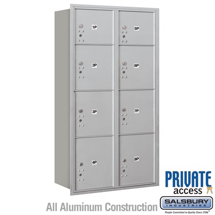 Recessed Mounted 4C Horizontal Mailbox (Includes Master Commercial Locks) - Maximum Height Unit (57 1/8 Inches) - Double Column - Stand-Alone Parcel Locker - 2 PL3's, 4 PL4's and 2 PL4.5's - Rear Loading - Private Access