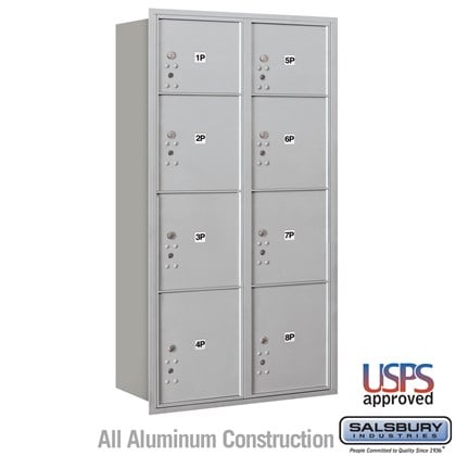 Recessed Mounted 4C Horizontal Mailbox - Maximum Height Unit (57 1/8 Inches) - Double Column - Stand-Alone Parcel Locker - 2 PL3's, 4 PL4's and 2 PL4.5's - Rear Loading - USPS Access