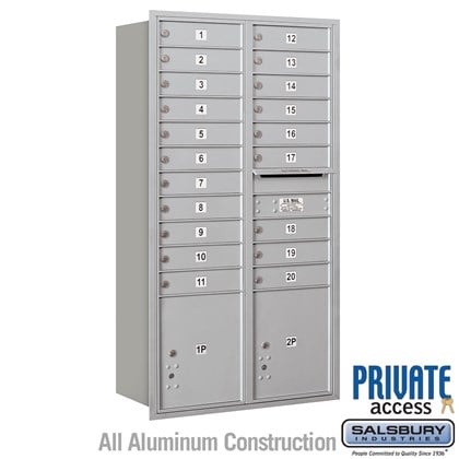 Recessed Mounted 4C Horizontal Mailbox (Includes Master Commercial Locks) - Maximum Height Unit (57 1/8 Inches) - Double Column - 20 MB1 Doors / 2 PL4.5's - Rear Loading - Private Access