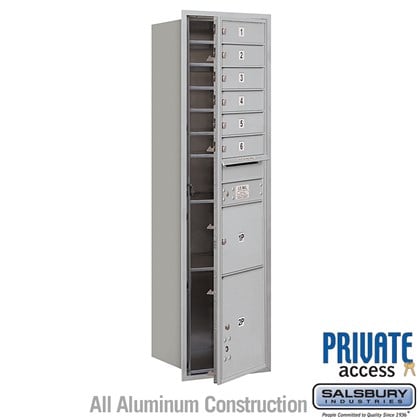 Recessed Mounted 4C Horizontal Mailbox (includes Master Commercial Locks) - Maximum Height Unit (57 1/8 Inches) - Single Column - 6 MB1 Doors / 1 PL3 and 1 PL4.5 - Front Loading - Private Access