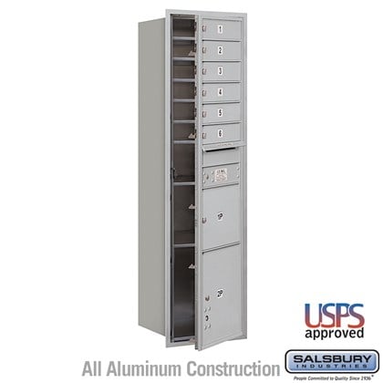 Recessed Mounted 4C Horizontal Mailbox - Maximum Height Unit (57 1/8 Inches) - Single Column - 6 MB1 Doors / 1 PL3 and 1 PL4.5 - Front Loading - USPS Access