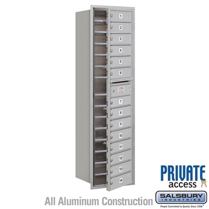 Recessed Mounted 4C Horizontal Mailbox (includes Master Commercial Locks) - Maximum Height Unit (57 1/8 Inches) - Single Column - 14 MB1 Doors - Front Loading - Private Access