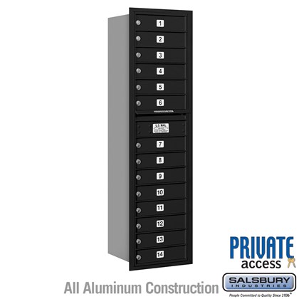 Recessed Mounted 4C Horizontal Mailbox (includes Master Commercial Locks) - Maximum Height Unit (57 1/8 Inches) - Single Column - 14 MB1 Doors - Rear Loading - Private Access