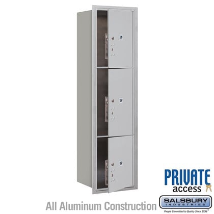 Recessed Mounted 4C Horizontal Mailbox (Includes Master Commercial Locks) - Maximum Height Unit (57 1/8 Inches) - Single Column - Stand-Alone Parcel Locker - 1 PL4.5, 1PL5 and 1 PL6 - Front Loading - Private Access