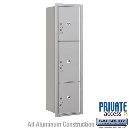 Recessed Mounted 4C Horizontal Mailbox (Includes Master Commercial Locks) - Maximum Height Unit (57 1/8 Inches) - Single Column - Stand-Alone Parcel Locker - 1 PL4.5, 1PL5 and 1 PL6 - Rear Loading - Private Access