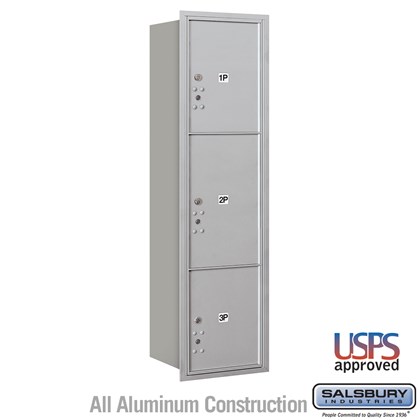 Recessed Mounted 4C Horizontal Mailbox - Maximum Height Unit (57 1/8 Inches) - Single Column - Stand-Alone Parcel Locker - 1 PL4.5, 1PL5 and 1 PL6 - Rear Loading - USPS Access